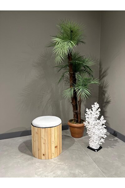 Aberteka Kokina Naturel Ahşap Wellsoft Beyaz Puf&Bench