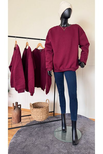 CAZİBE Sweatshirt Women's Crew Neck Claret Red