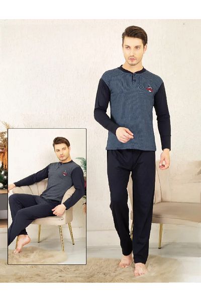 meynur moda Мъжки пижамен комплект от 100% памук, подходящ за носене през всички сезони