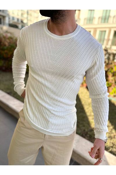 elkumoda Sweater Slim Fit Non-Pilling Natural Cotton Crew Neck Darkesim Knitwear Sweater