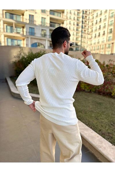 elkumoda Sweater Slim Fit Non-Pilling Natural Cotton Crew Neck Darkesim Knitwear Sweater