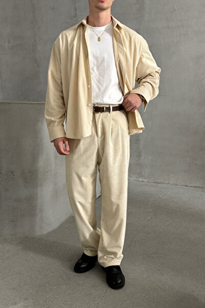 HYMAN Ανδρικό βελούδινο πουκάμισο Oversize Cut