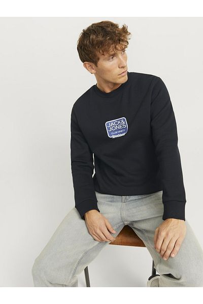Jack & Jones Hanorac negru Joreaton Sweat Crew Neck Fst pentru bărbați 12270010 -Negru