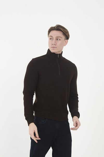 Maccali Men's Skyline Basic High-Top Zip-Up Winter Brown Sweatshirt