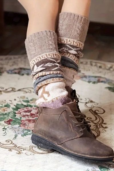 Moibody Încălzitor pentru picioare premium 100% acrilic tricotaje - Încălzitor pentru picioare cu model jacquard