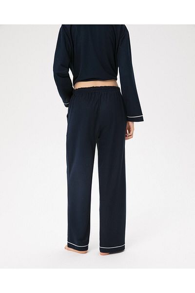 Ayma Active Κλασικό πανί πιτζάμα με μακρύ μπλε Navy Blue Elastic Piping