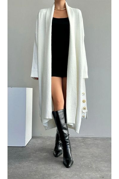NATUFIAN STORE Women's Shawl Collar Long Knitwear Soft Textured Knitwear Cardigan
