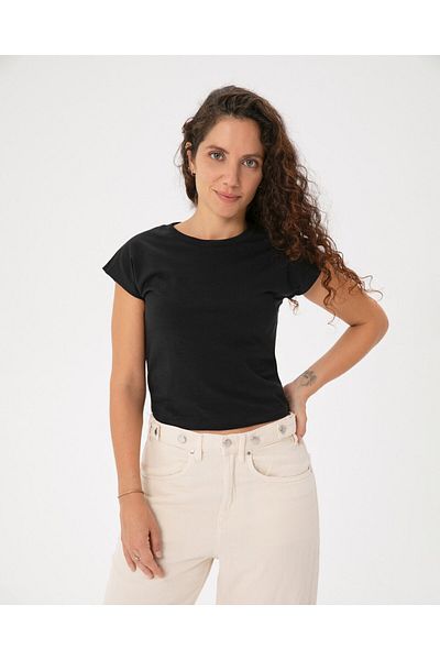 Ayma Active Tricou de bază negru din bumbac organic