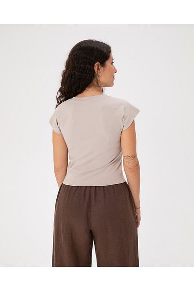 Ayma Active Light Gray Organic Cotton Basic Half Crop T-Shirt