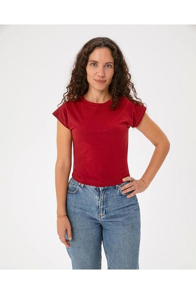 Ayma Active Sangria Organic Cotton Basic Half Crop T-Shirt