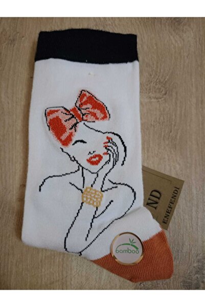 ENEFENDİ Дамски чорапи с шарки от мек бамбук - 36-40