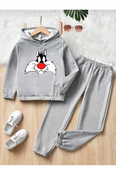 Gutsy Hooded Tracksuit Children's Set Sylvester Printed Boys / Girls