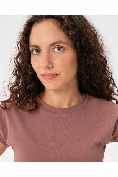 Ayma Active Dusty Rose Organic Cotton Basic Half Crop T-Shirt