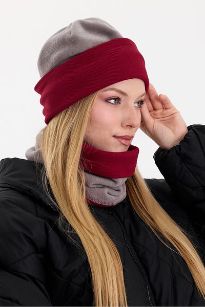 Butikgiz Hünkar Sytle, Double Color Double Layer Foldable Soft Women's Beanie Neck Collar Suit