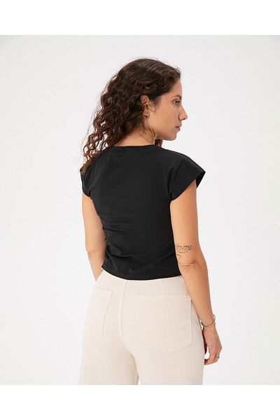 Ayma Active Tricou de bază negru din bumbac organic