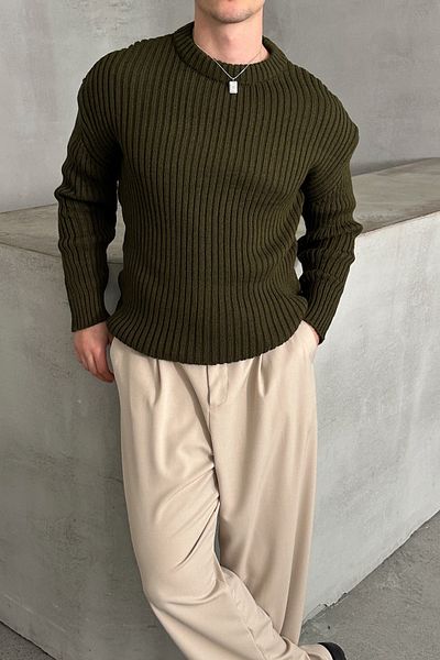 HYMAN Men's Ribbed Knitted Oversize Sweater