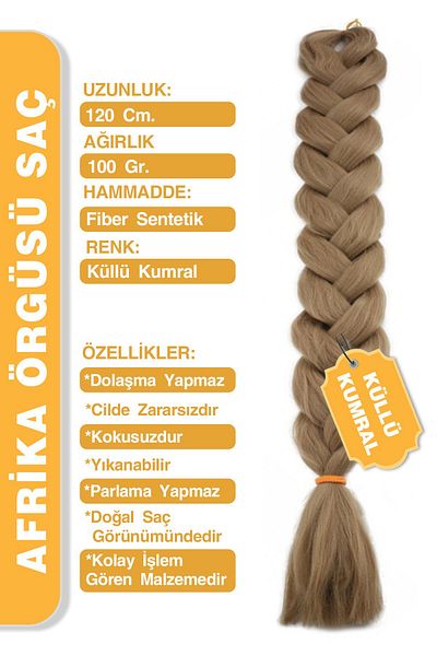 KONAK PERUK Păr din fibre sintetice pentru împletitură africană Rasta și Box Braid - Ashy Auburn