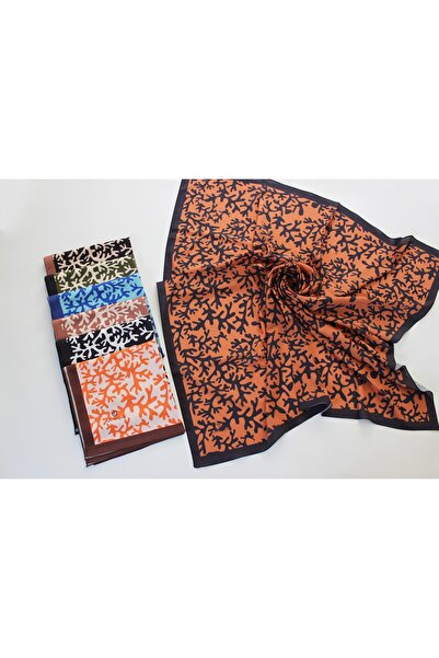 QUM İPEK Кереміт кольоровий візерунковий шарф з крепу