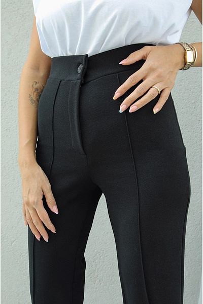 HATCELL Women's Black Full Full Lycra High Waist Recovery Flared Leg Long Length Palazzo Pants