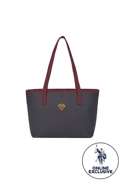 U.S. Polo Assn. حقيبة كتف نسائية موديل Us3075 - أزرق داكن وأحمر كلاريت