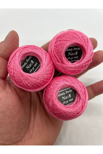 ALMİŞ Almiş Perle Etamin-Cross Stitch 10-Piece Thread Set (10 Gr-No:8) Pink Shades