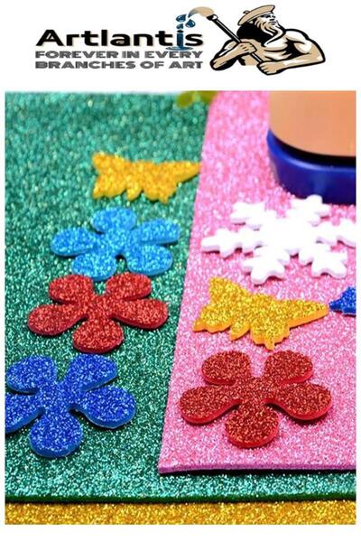 Artlantis Siyah Yapışkanlı Simli Eva 35x50 cm 3 Adet Simli Yapışkanlı Eva Süngeri Okul Kreş Anasınıfı Elişi Et