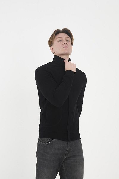 Maccali Men's Arcticflex Pocket Detailed Zippered Basic Black Sweatshirt