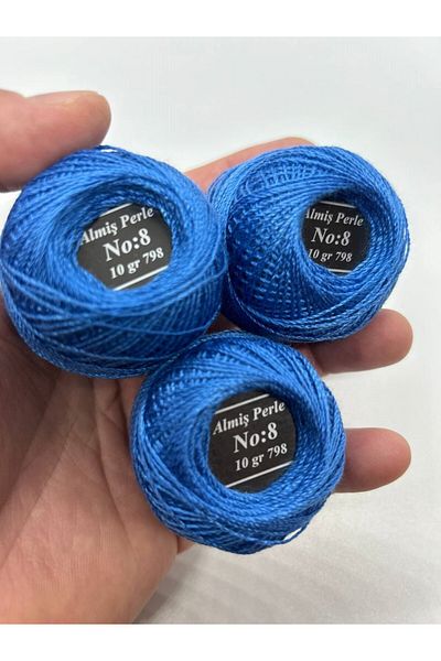 ALMİŞ Almiş Perle Etamine-Cross Stitch Σετ 10 κλωστών (10 Gr-No:8) Μπλε - Τυρκουάζ αποχρώσεις