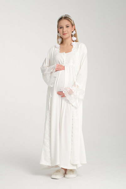 Effortt Venera Bebek Effortt Dantel Detaylı Zarif pijama Seti 2 li Lohusa Takımı