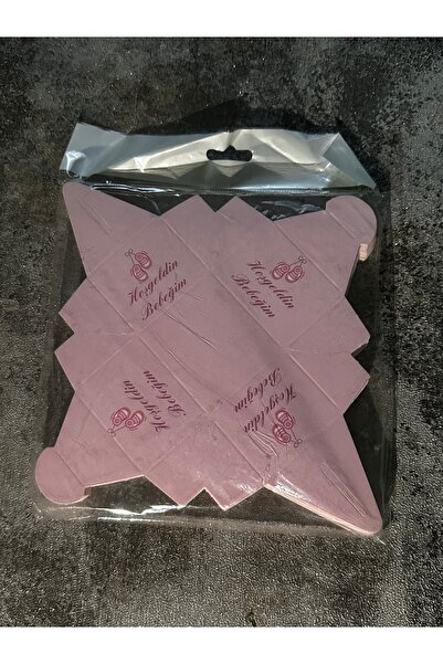Party Partycom pembe ‘’Hoşgeldin Bebeğim’’ yazılı karton lokum,şeker kutusu 50 adet