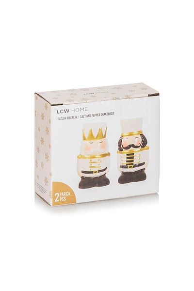 LC Waikiki Lcw Home Ceramic Salt and Pepper Shaker with White Nutcracker Figure