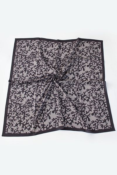 QUM İPEK Φουλάρι με μοτίβο Anthracite Moss Crepe