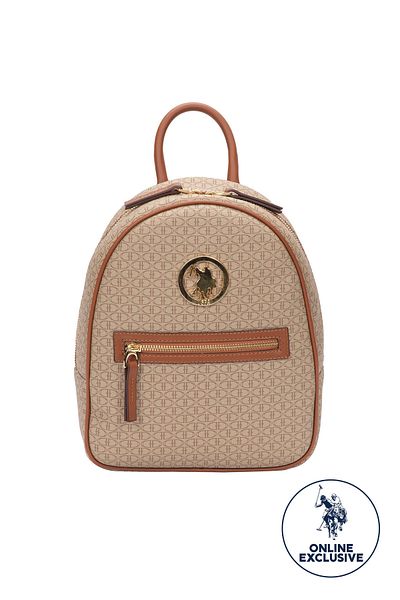 U.S. Polo Assn. Us8011 Model Women's Backpack - Red-Beige-Tan Color, Online Exclusive