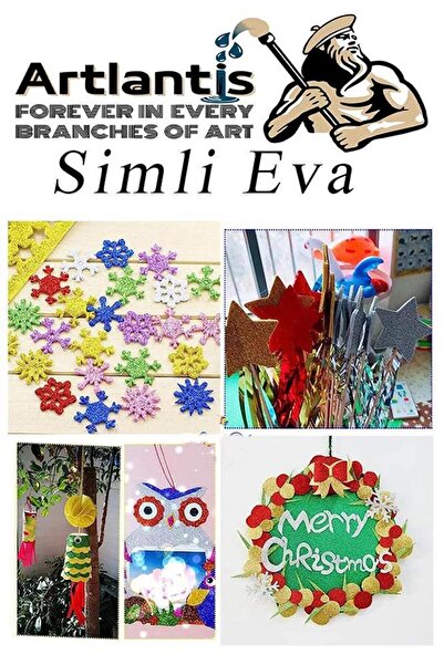 Artlantis Siyah Yapışkanlı Simli Eva 35x50 cm 3 Adet Simli Yapışkanlı Eva Süngeri Okul Kreş Anasınıfı Elişi Et