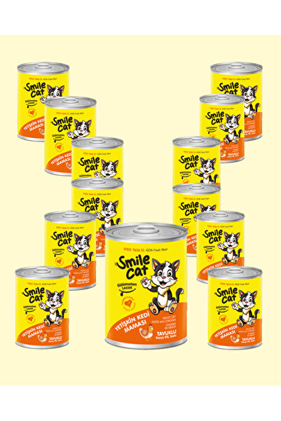 SMILE Cat Konserve Yetişkin Kedi 400gr Tavuklu Mama 12'li