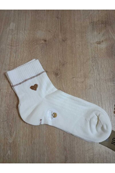 ENEFENDİ Women's Cotton and Lycra Heart Socks - Toe Seamless, Rhinestone 36-40