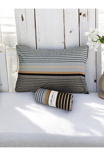CollessiaHome 100% Cotton Poplin Striped Fitted Elastic Sheet Set Sheet Set