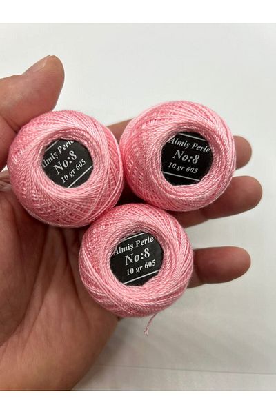 ALMİŞ Almiş Perle Etamin-Cross Stitch 10-Piece Thread Set (10 Gr-No:8) Pink Shades