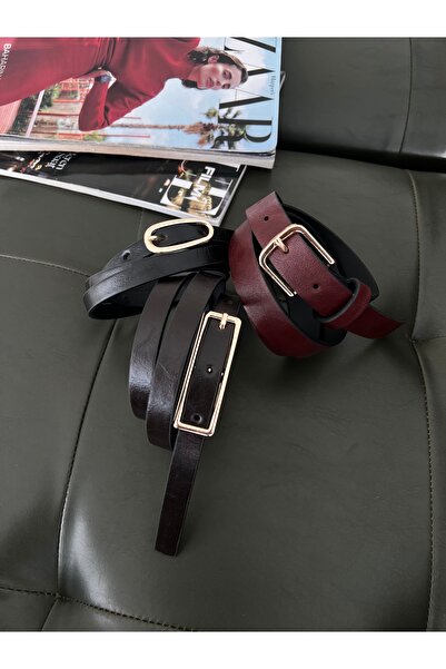 coaksco Set vintage din 3 piese pentru femei (maro deschis-visiniu-negru)