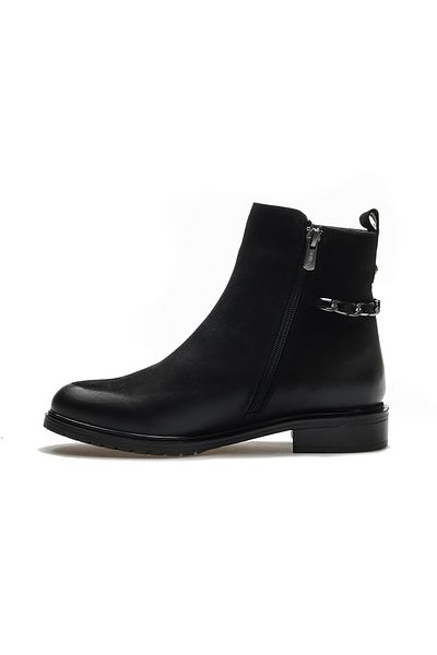 Venüs Genuine Leather Women's Boots - Buckle Detailed, 24K 20742K Z Black Nubuck