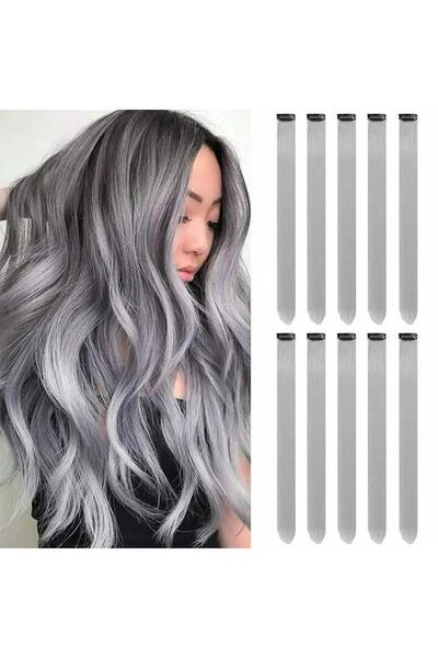 MutluBiDünya Gri Saç Postişi Çıt Çıt Toka 1 Adet