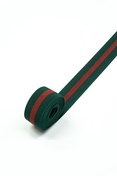 Dokumarkt 2 εκ. Πράσινο κορδόνι με κόκκινες ρίγες - Ελαστικό για πορτοφόλι πα...