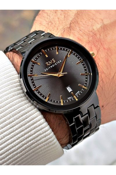 Romanson 5 Atm Waterproof Special Design Men's Wristwatch - Steel Cord and Steel Case