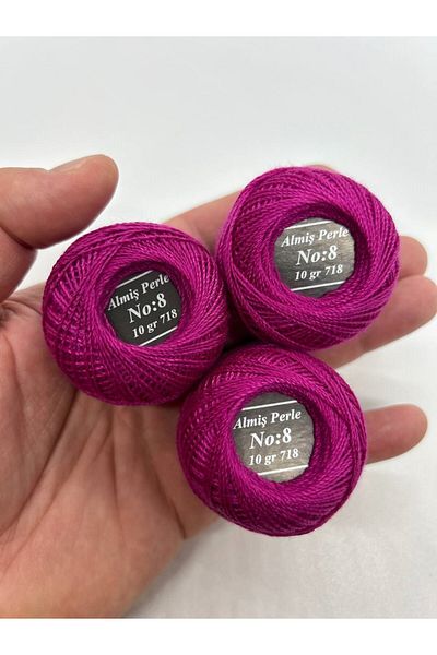 ALMİŞ Almiş Perle Etamin-Cross Stitch 10-Piece Thread Set (10 Gr-No:8) Pink Shades