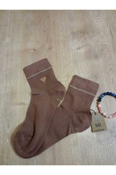 ENEFENDİ Fragrant Rhinestone Heart Lycra Cotton Toe Seamless Socks Mink Women's Socks 36-40