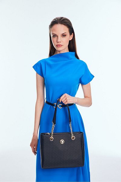 U.S. Polo Assn. Geantă neagră de umăr pentru femei Us3006 Exclusiv online