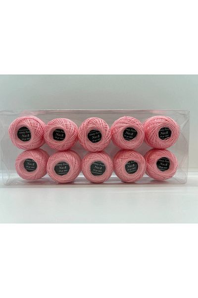 ALMİŞ Almiş Perle Etamin-Cross Stitch 10-Piece Thread Set (10 Gr-No:8) Pink Shades