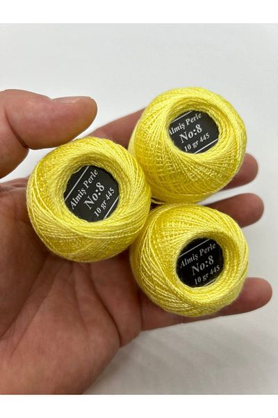 ALMİŞ Alış Perle Etamin-Cross Stitch 10'Lu Thread Set (10 Gr-No:8) Yellow-Red Shades
