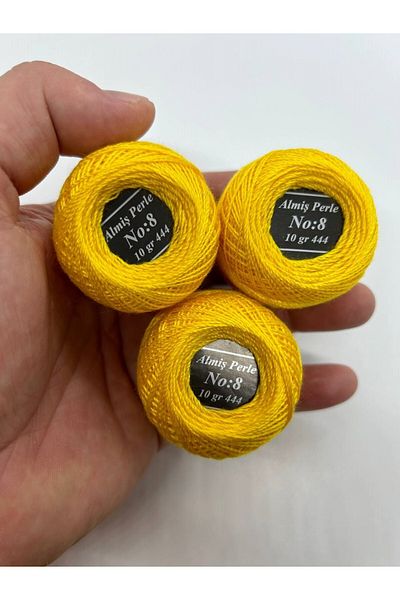 ALMİŞ Almiş Perle Etamine-Cross Stitch Σετ 10 κλωστών (10 Gr-No:8) Κίτρινο-Κόκκινο Αποχρώσεις