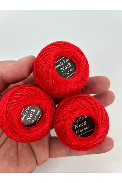 ALMİŞ Alış Perle Etamin-Cross Stitch 10'Lu Thread Set (10 Gr-No:8) Yellow-Red Shades